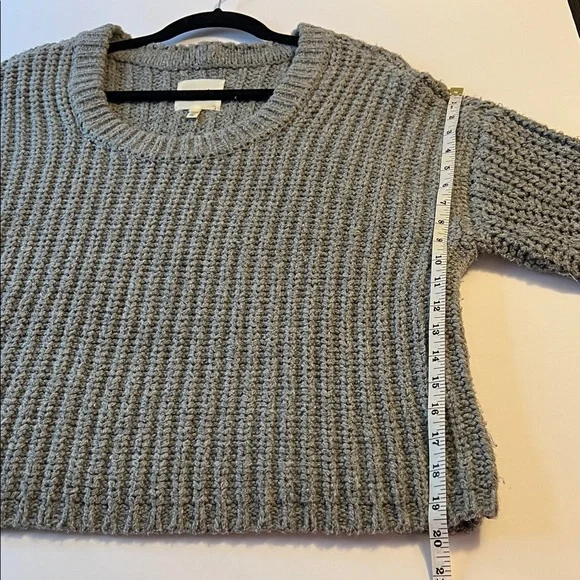 Aerie Gray Wide Rib Crew Neck Sweater Size S EUC Comfy Cozy Warm - Picture 6 of 12